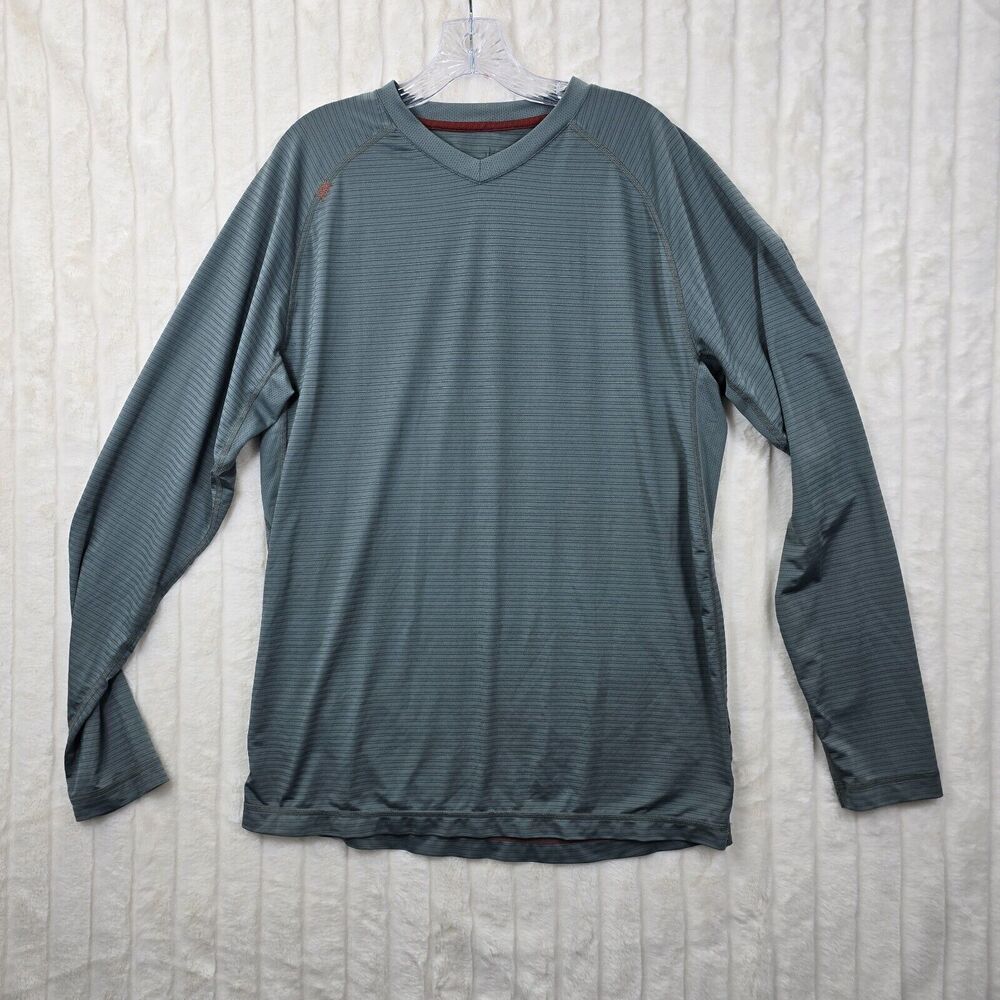 Rhone Men's Gray Silver Tech Long Sleeve T-Shirt V-neck Lightweight Size L
